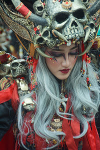 Portrait of young woman in traditional clothing