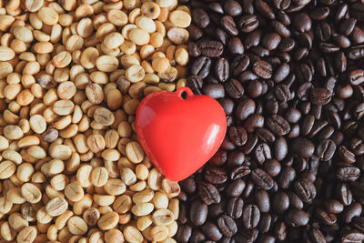 High angle view of coffee beans