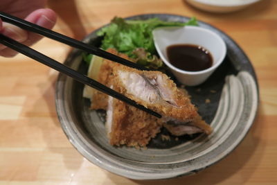 Close-up of served food in plate