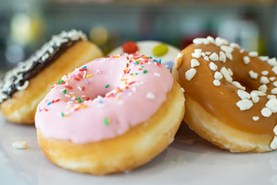 Close-up of desserts on table