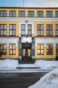 Facade of building in winter