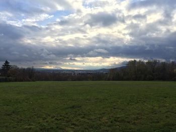 Scenic view of field against sky