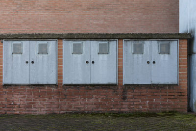 Closed door of building