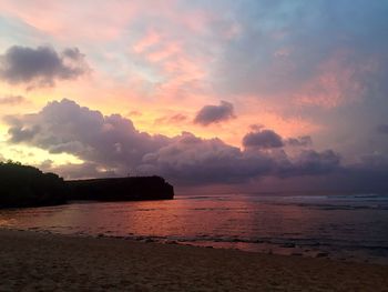 Scenic view of sea against sky at sunset