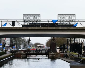 Bridge over river against clear sky