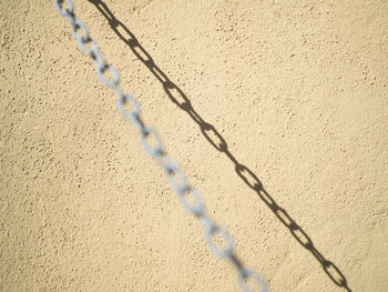 High angle view of shadow on wall