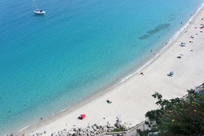 High angle view of people on beach