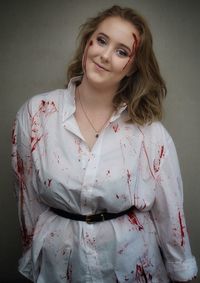 Portrait of beautiful young woman in halloween costume