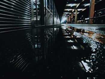 Reflection in illuminated city at night