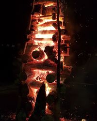 Close-up of fire in the dark