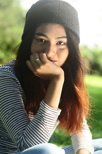 Close-up portrait of young woman