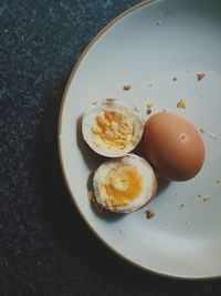 High angle view of breakfast on table