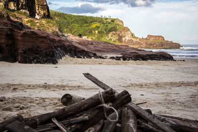 Scenic view of beach against sky