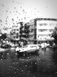 Close-up of water drops on glass