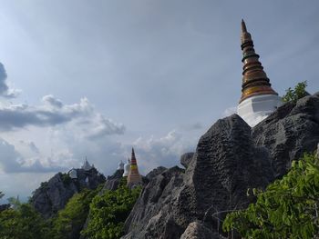 Low angle view of temple building against sky