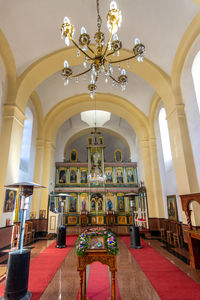 Interior of illuminated cathedral