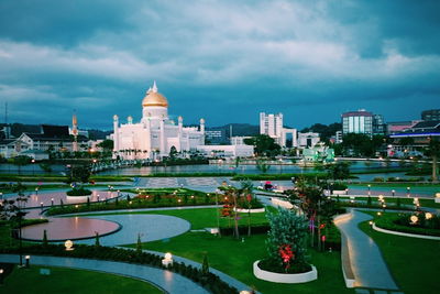 High angle view of buildings in city