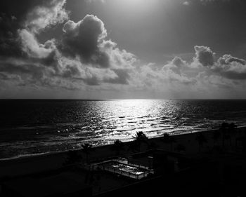 Scenic view of sea against cloudy sky