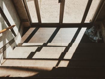 High angle view of shadow on floor