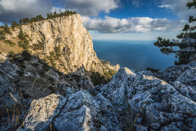 Rocky plateau close to ai-petri peack of crimean mountains