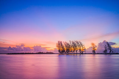 Scenic view of sea against sky during sunset long exposure