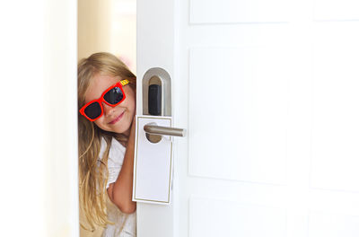 Portrait of girl wearing sunglasses