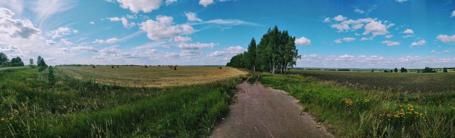 Scenic view of land against sky