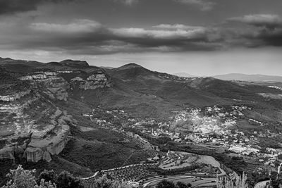 High angle view of landscape against sky