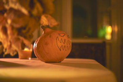 Close-up of lemon on table