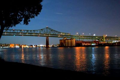 Bridge over river at night