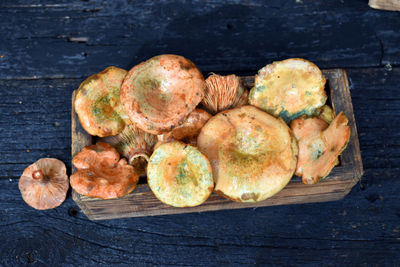 High angle view of fruits on table