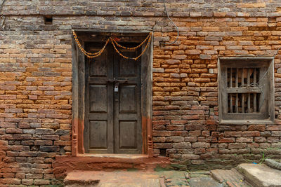 Closed door of building