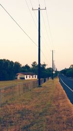 Electricity pylons on road