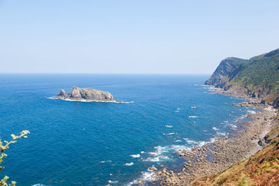 Scenic view of sea against clear sky