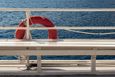 View of sailboat sailing on sea