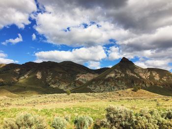 Scenic view of mountains against sky