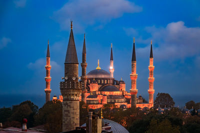 Low angle view of mosque against sky
