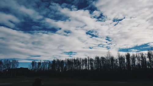 Scenic view of field against cloudy sky