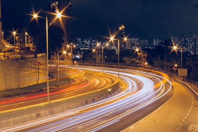 Light trails on highway at night