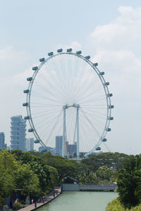 Ferris wheel against cloudy sky