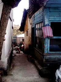 Narrow alley along buildings