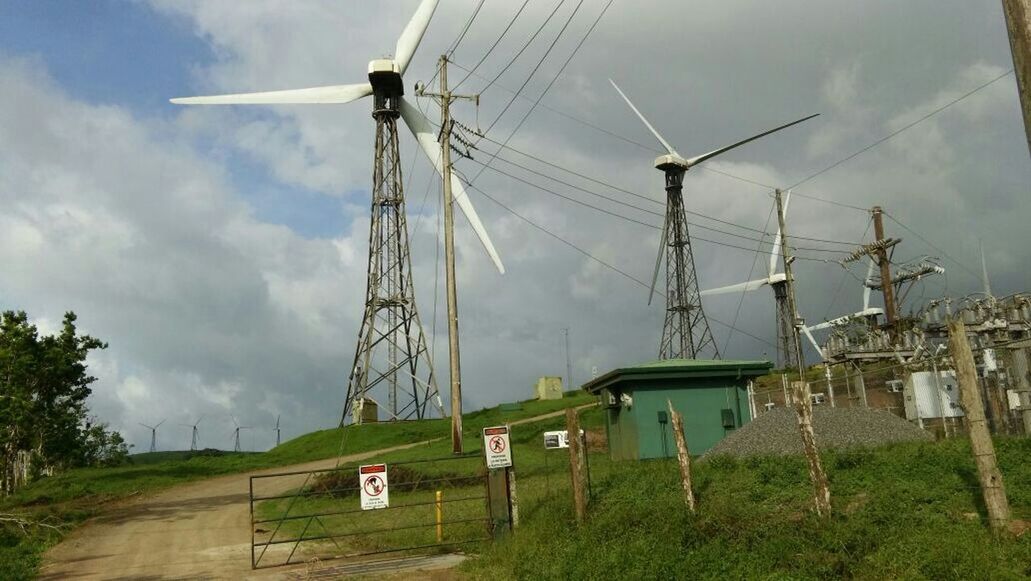 fuel and power generation, electricity, sky, electricity pylon, power line, technology, power supply, wind power, alternative energy, environmental conservation, wind turbine, renewable energy, field, cloud - sky, windmill, transportation, rural scene, day, cable, landscape