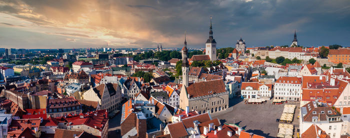 Aerial view of tallinn old town in a beautiful summer day