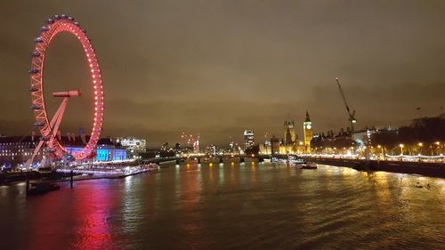 Illuminated city at night