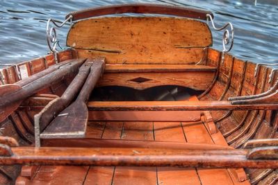 High angle view of old ship in water