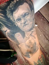 High angle portrait of young man at home