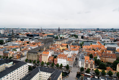 High angle view of cityscape against sky