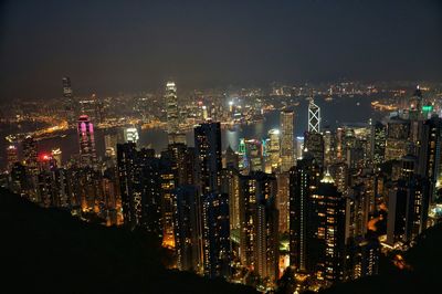 View of illuminated cityscape at night