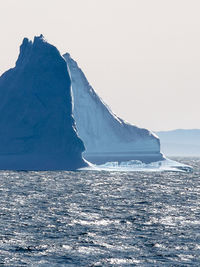 Scenic view of sea against clear sky during winter