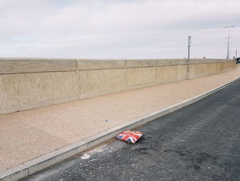 High angle view of box on road against sky